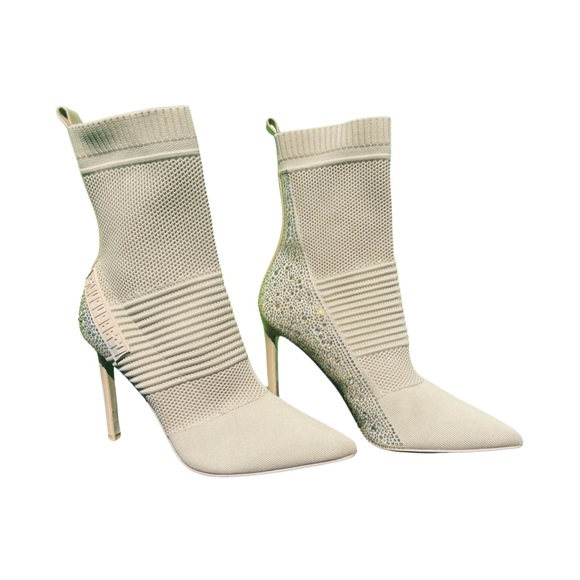 STEVE MADDEN NUDE RHINESTONE SOCK BOOTIES - Picture 3 of 6